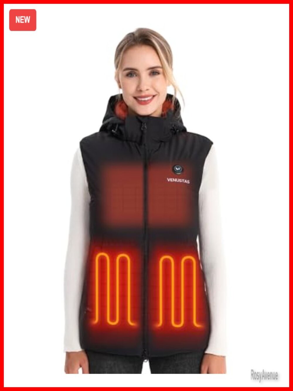 90% Duck Down Heated Puffer Vest Water-Resistant Detachable Hood Lightweight